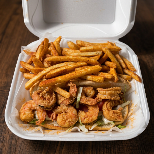 Shrimp Po'Boy Basket.